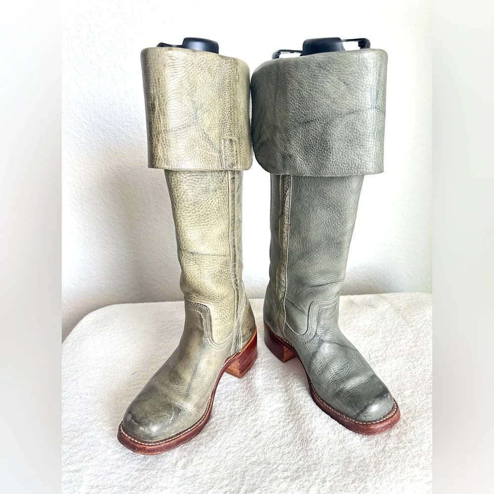 FRYE low heel Over‎ the Knee Tall Campus Boots RARE Blue size 7